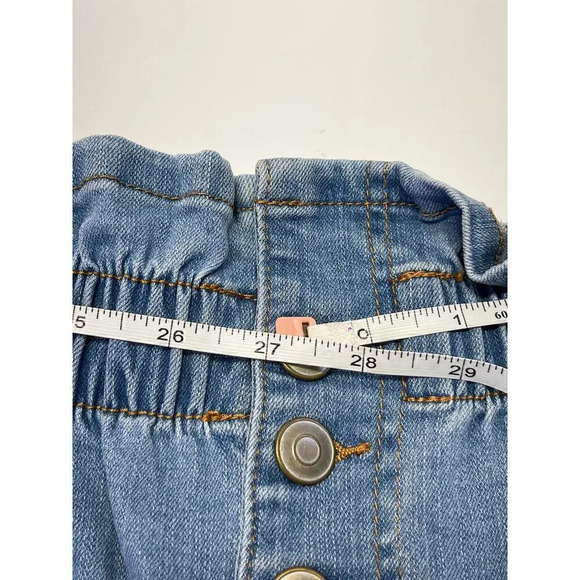 No Boundaries Womens Size M (7-9) Blue Jean Button Fly Shorts Elastic Waist - Picture 4 of 13
